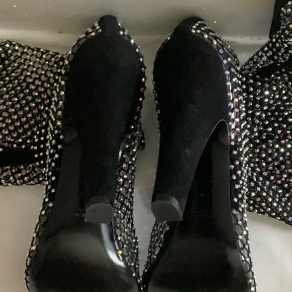 Saint Laurent Black Koller Rhinestone Mesh Boots Size 41 Excellent Condition - Picture 8 of 10